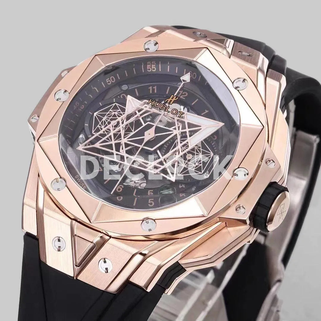 Replica Hublot Big Bang Sang Bleu II Rose Gold on Black Rubber Strap