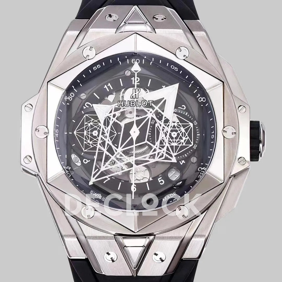 Replica Hublot Big Bang Sang Bleu II Steel on Black Rubber Strap