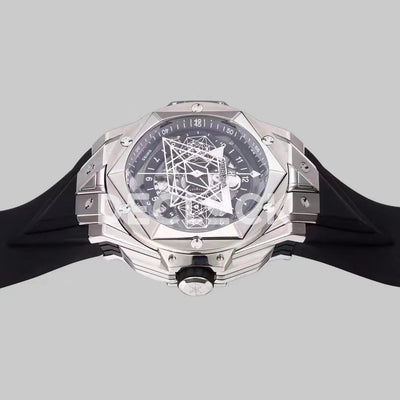 Replica Hublot Big Bang Sang Bleu II Steel on Black Rubber Strap