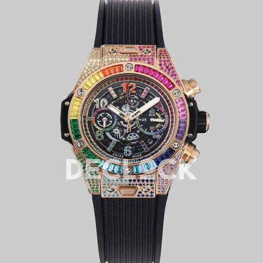 Replica Hublot Big Bang RG Unico King Gold Diamond Rainbow | Declock.