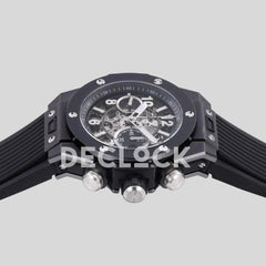 Replica Hublot Big Bang Unico Black Ceramic Skeleton Dial on Black Rubber Strap