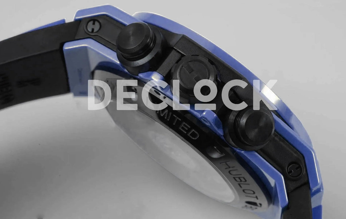 Replica Hublot Big Bang Unico Blue Magic Ceramic Skeleton Dial on Blue Rubber Strap