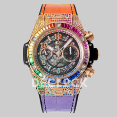 Replica Hublot Big Bang Unico Rose Gold Rainbow King Rainbow Gummy Strap