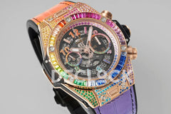 Replica Hublot Big Bang Unico Rose Gold Rainbow King Rainbow Gummy Strap