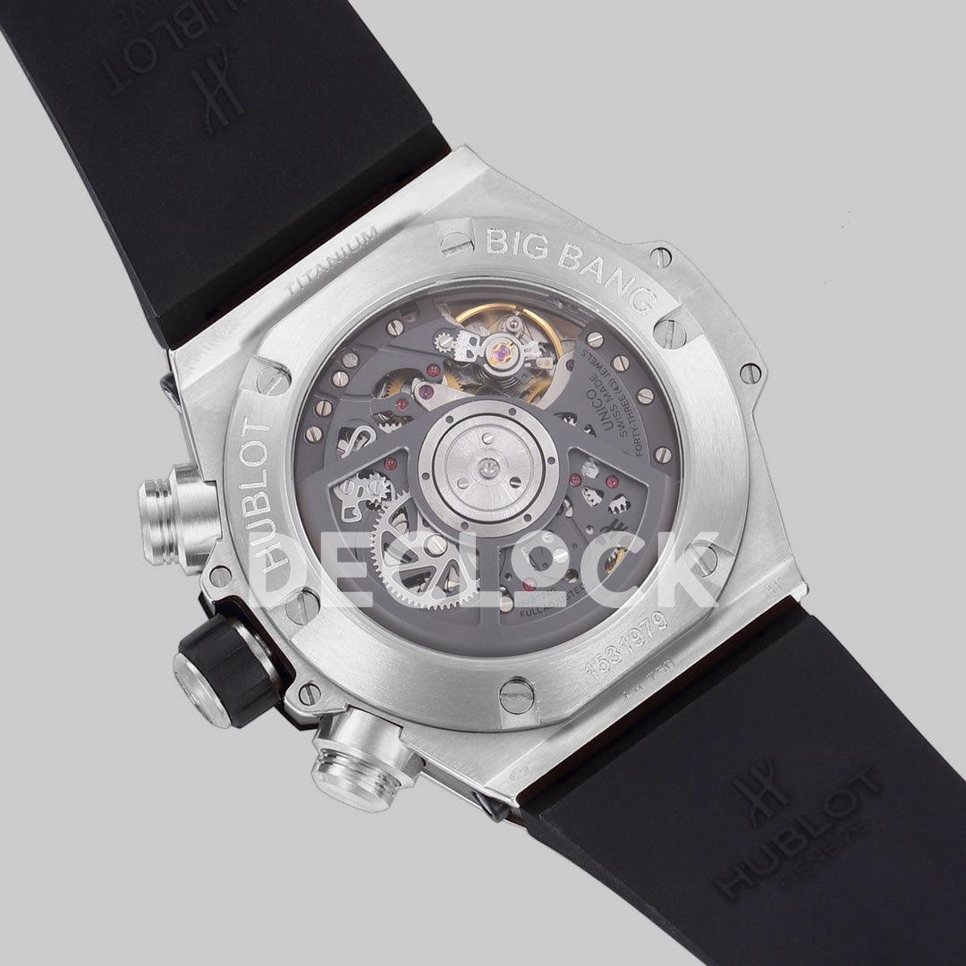 Replica Hublot Big Bang Unico Steel Black Ceramic Bezel on Black Rubber Strap - Replica Watches