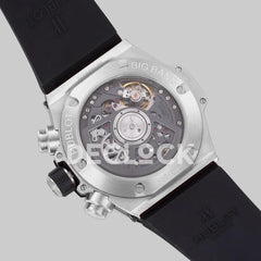 Replica Hublot Big Bang Unico Steel Black Ceramic Bezel on Black Rubber Strap