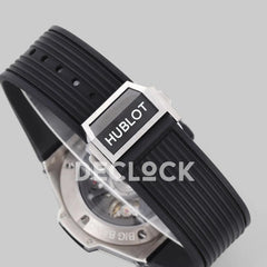 Replica Hublot Big Bang Unico Steel Black Ceramic Bezel on Black Rubber Strap