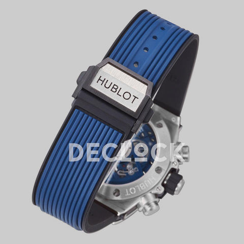 Replica Hublot Big Bang Unico Steel Blue Ceramic Bezel on Blue Rubber Strap - Replica Watches