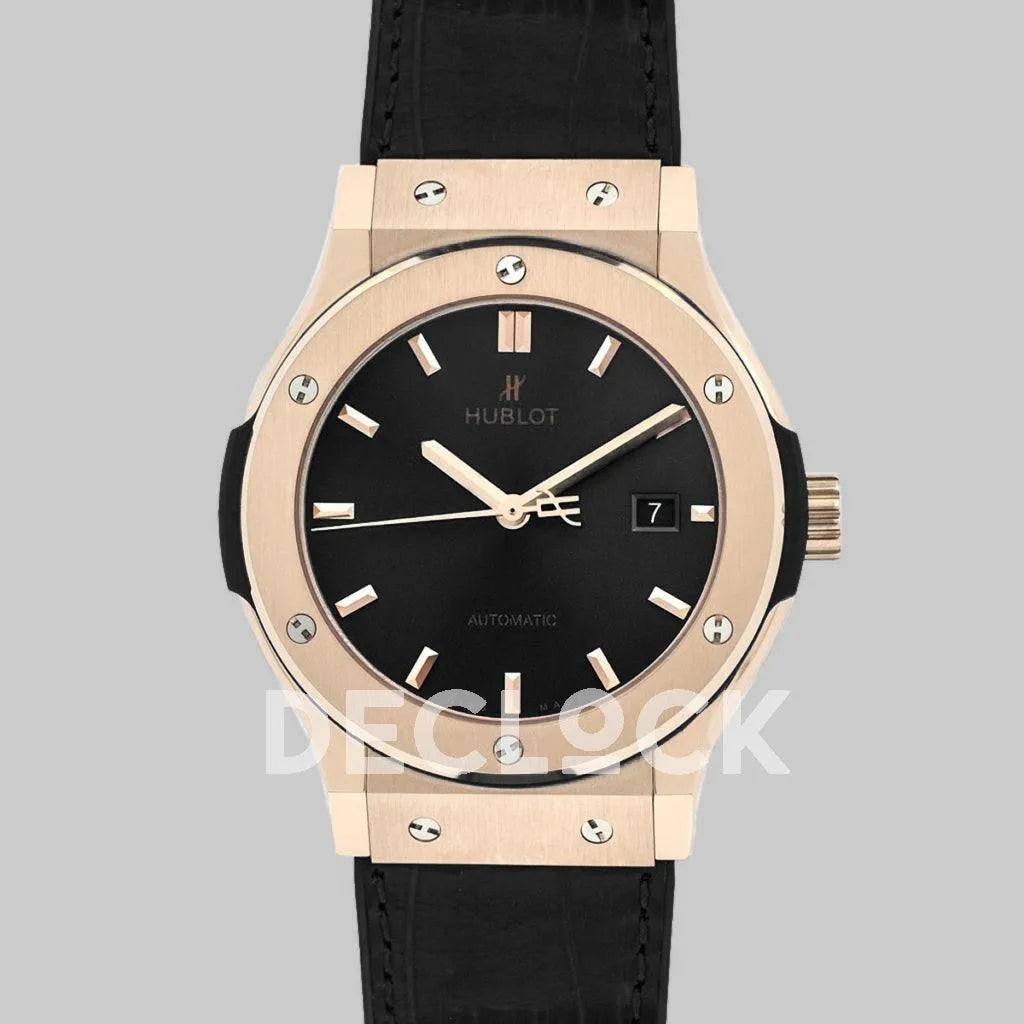 Replica Hublot Classic Fusion Automatic 42mm Black Dial in Rose Gold - Replica Watches