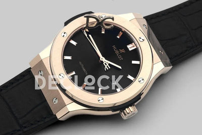 Replica Hublot Classic Fusion Automatic 42mm Black Dial in Rose Gold