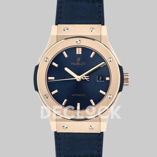 Replica Hublot Classic Fusion Automatic 42mm Blue Dial in Rose Gold - Replica Watches