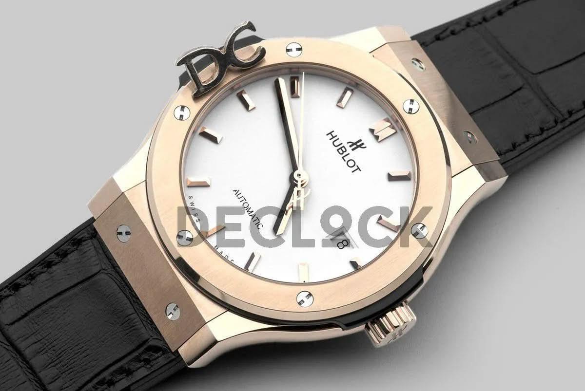 Replica Hublot Classic Fusion Automatic 42mm White Dial in Rose Gold |  Declock.
