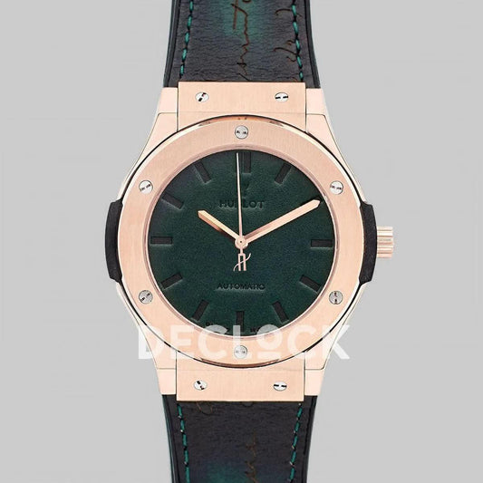 Replica Hublot Classic Fusion Berluti Scritto 45mm in Rose Gold | Declock.