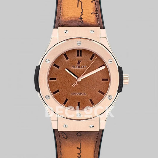 Replica Hublot Classic Fusion Berluti Scritto 45mm in Rose Gold | Declock.