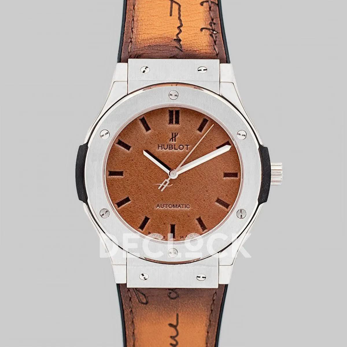 Replica Hublot Classic Fusion Berluti Scritto 45mm in Steel |  Declock.