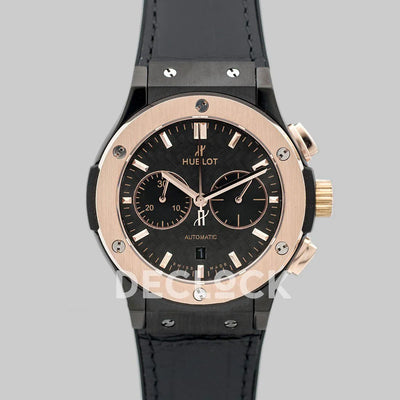 Replica Hublot Classic Fusion Chronograph Black Dial with Rose Gold Bezel in PVD