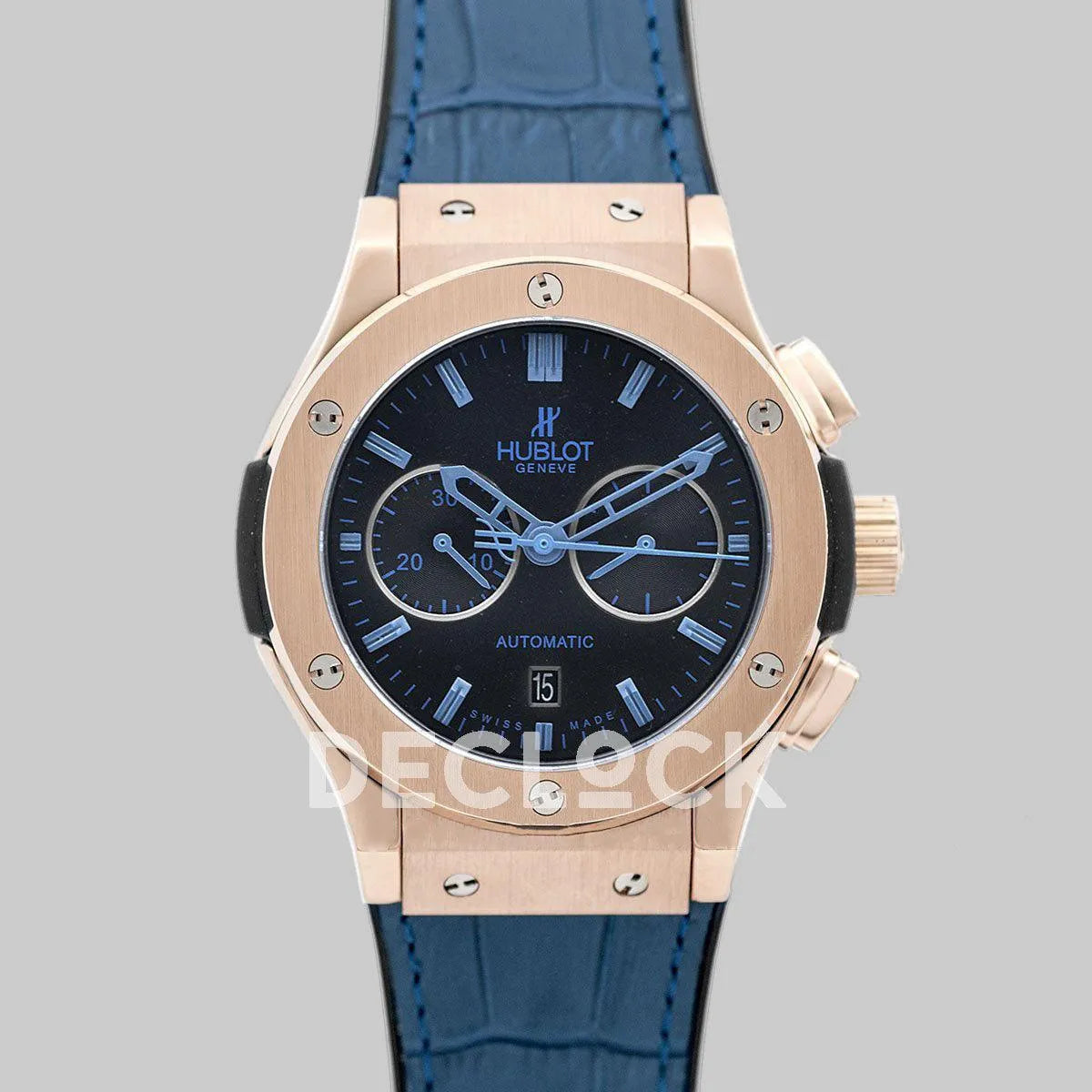 Replica Hublot Classic Fusion Chronograph Blue Dial with Blue Marker in Rose Gold - Replica Watches