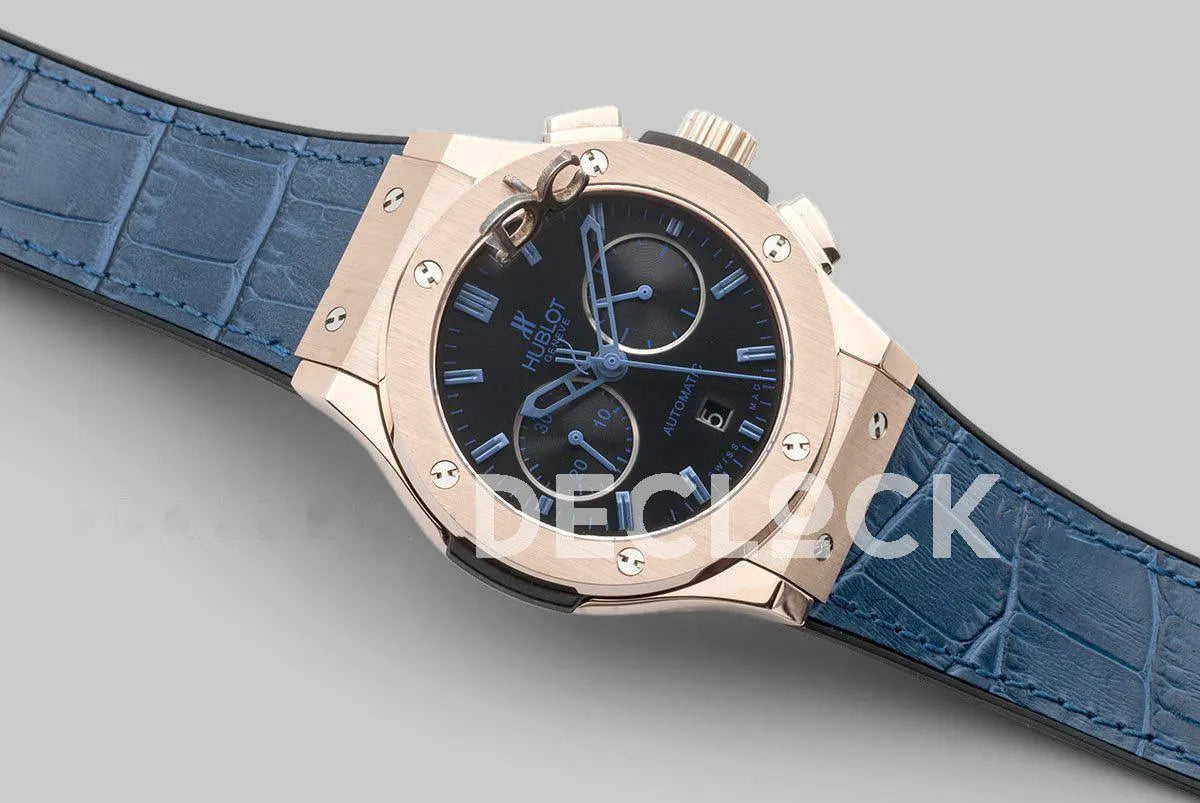 Replica Hublot Classic Fusion Chronograph Blue Dial with Blue Marker in Rose Gold - Replica Watches