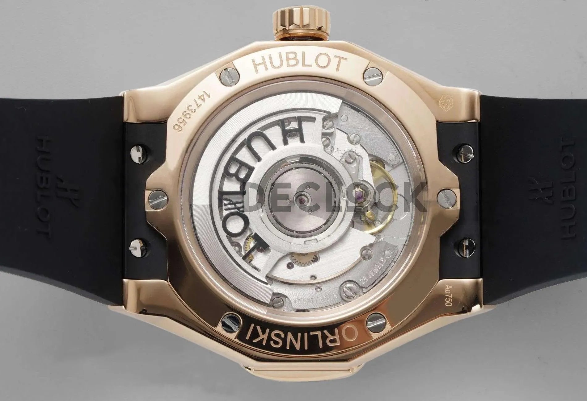 Replica Hublot Classic Fusion Orlinski Rose Gold in Black Faceted Dial on Black Rubber Strap - Replica Watches