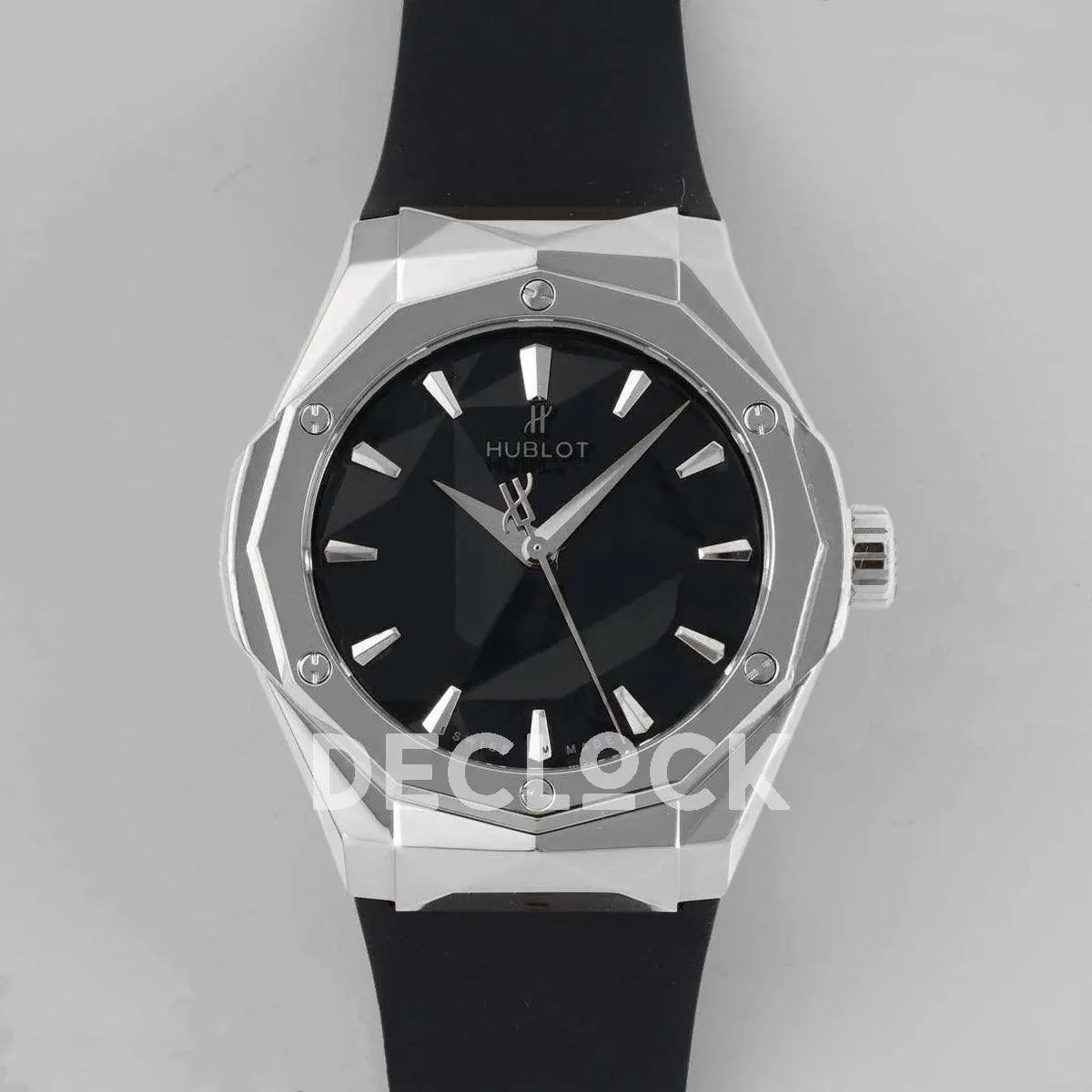 Replica Hublot Classic Fusion Orlinski Steel in Black Faceted Dial on Black Rubber Strap