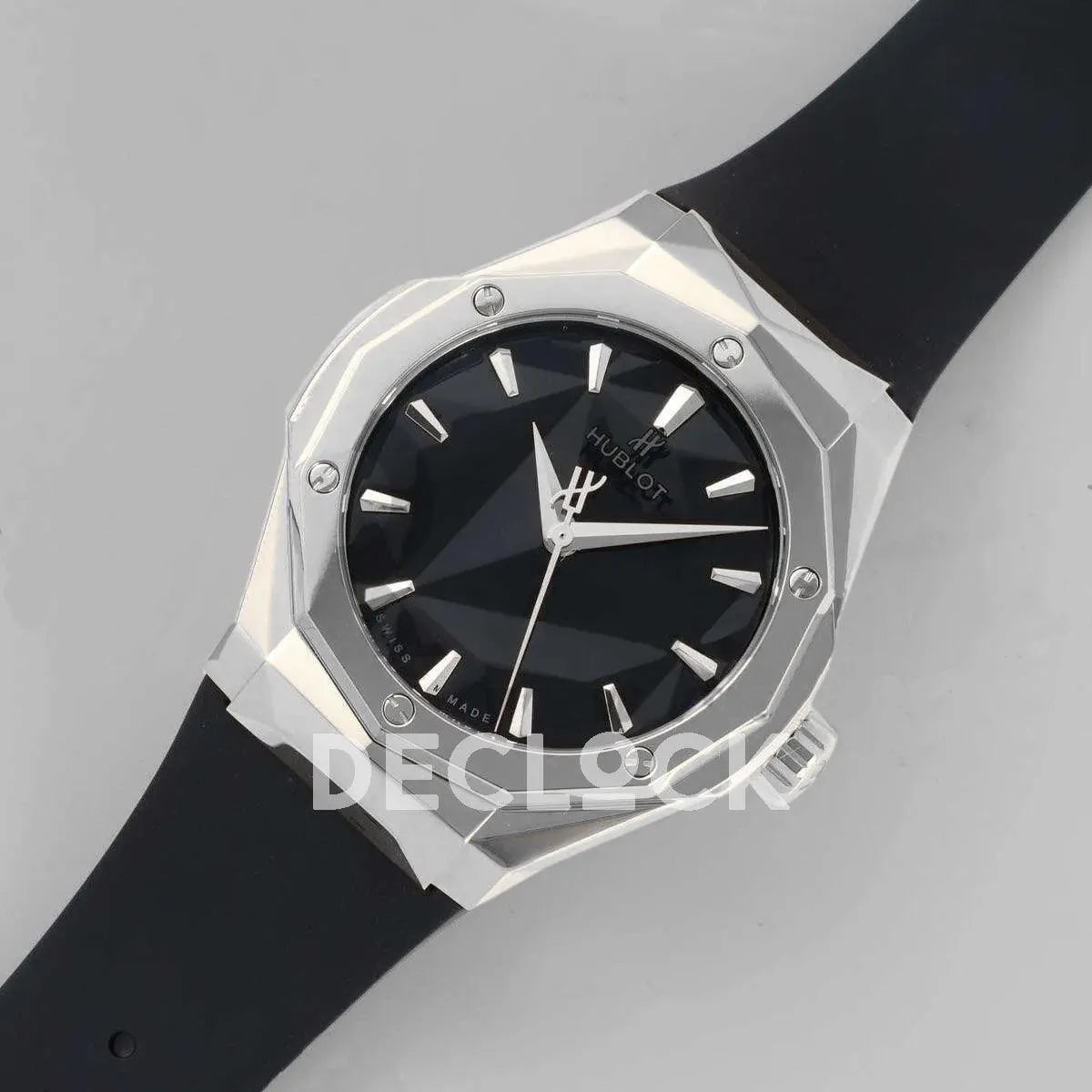 Replica Hublot Classic Fusion Orlinski Steel in Black Faceted Dial on Black Rubber Strap