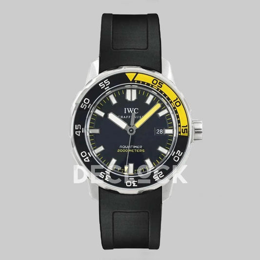 IWC Aquatimer Automatic Black/Yellow Dial Replica Watch on Rubber