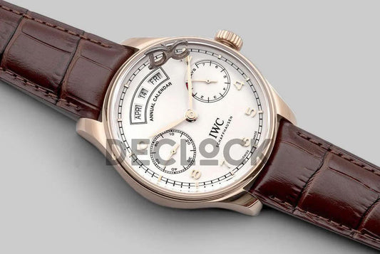 Replica IWC Portugieser Annual Calendar IW5035 White Dial in Rose Gold |  Declock.