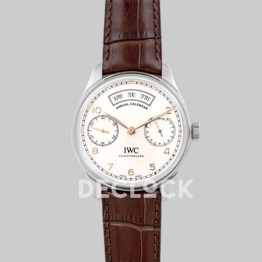 Replica IWC Portugieser Annual Calendar IW5035 White Dial in Steel | Declock.