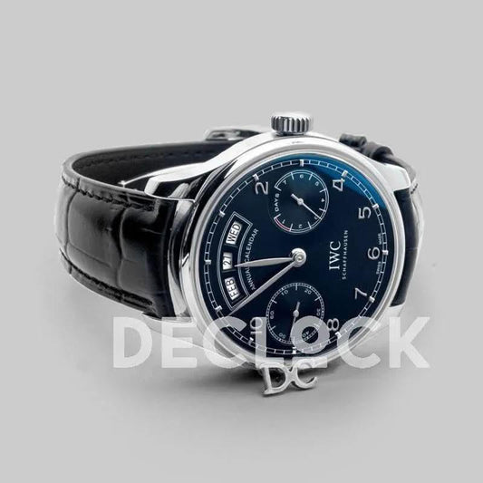 Replica IWC Portugieser Annual Calendar IW503502 Blue Dial in Steel | Declock.