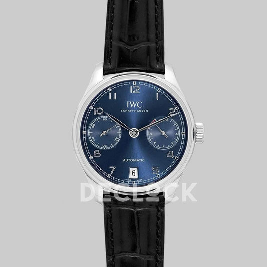 Replica IWC Portugieser Automatic IW500710 Blue Dial in Steel |  Declock.