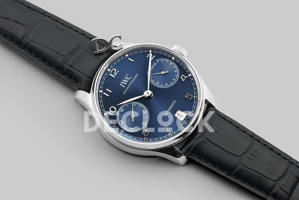 Replica IWC Portugieser Automatic IW500710 Blue Dial in Steel |  Declock.