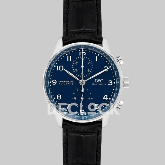 Replica IWC Portugieser Chronograph Edition “150 Years” IW371601 Blue Dial In Steel |  Declock.