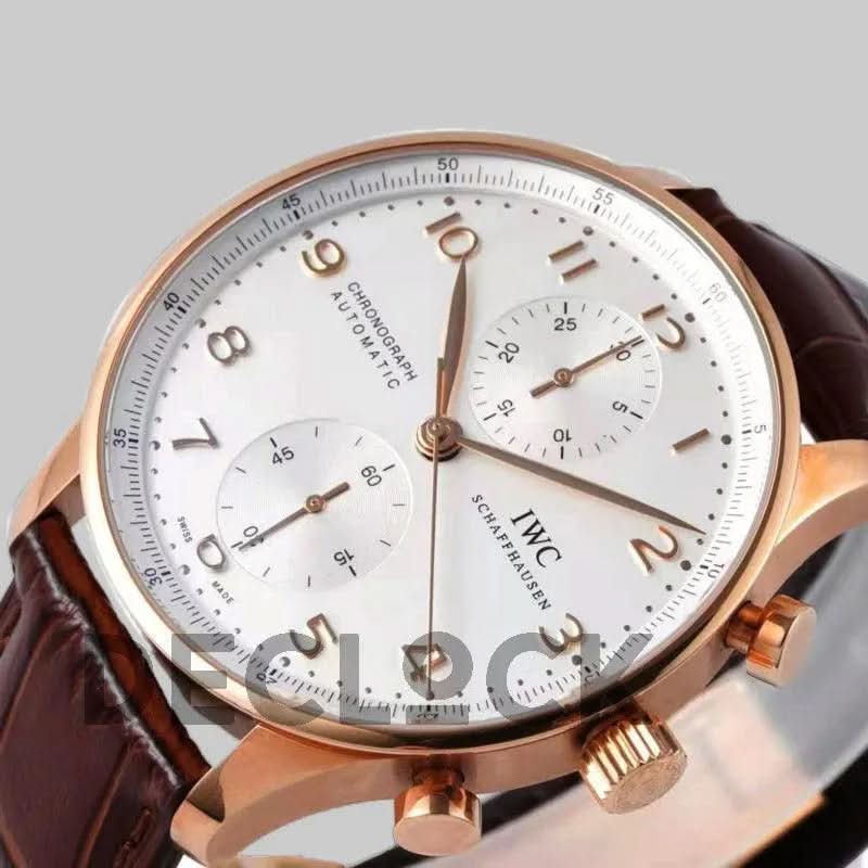 Replica IWC Portugieser Chronograph IW371611 White Dial in Rose Gold