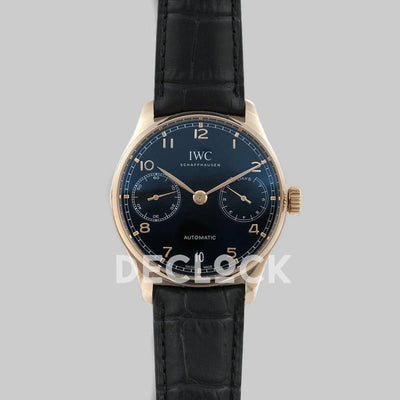 Replica IWC Portuguese Automatic 7 Day IW5007 Black Dial in Rose Gold