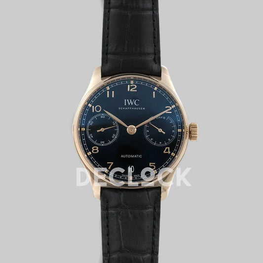 Replica IWC Portuguese Automatic 7 Day IW5007 Black Dial in Rose Gold - Replica Watches