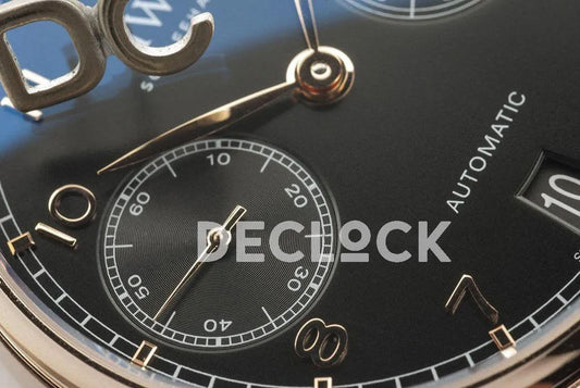 Replica IWC Portuguese Automatic 7 Day IW5007 Black Dial in Rose Gold |  Declock.
