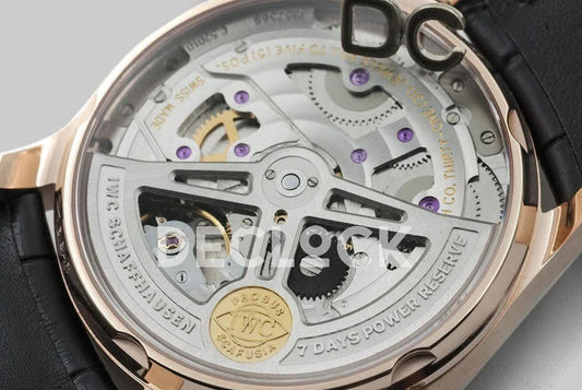 Replica IWC Portuguese Automatic 7 Day IW5007 Black Dial in Rose Gold |  Declock.