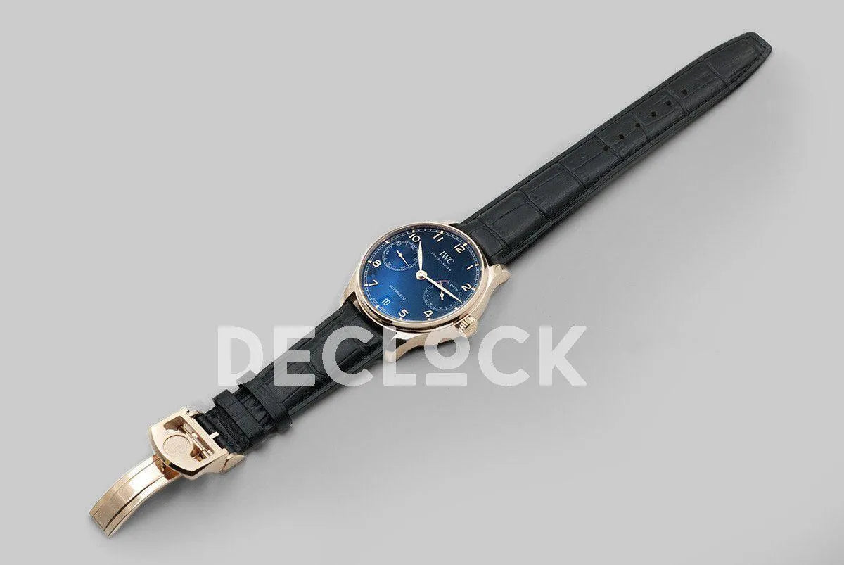 Replica IWC Portuguese Automatic 7 Day IW5007 Black Dial in Rose Gold