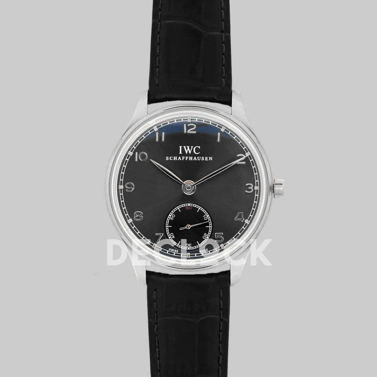 Replica IWC Portuguese Hand Wound Eight Days IW510202 Black Dial in Steel