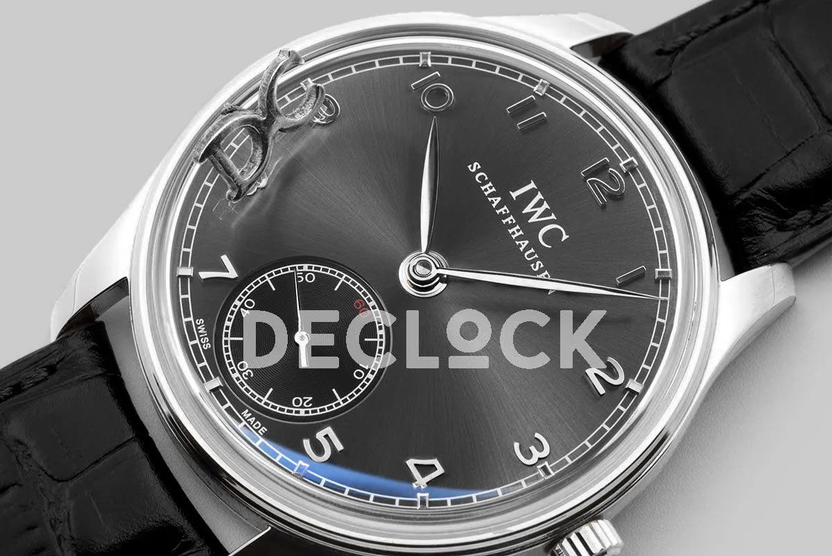 Replica IWC Portuguese Hand Wound Eight Days IW510202 Black Dial in Steel