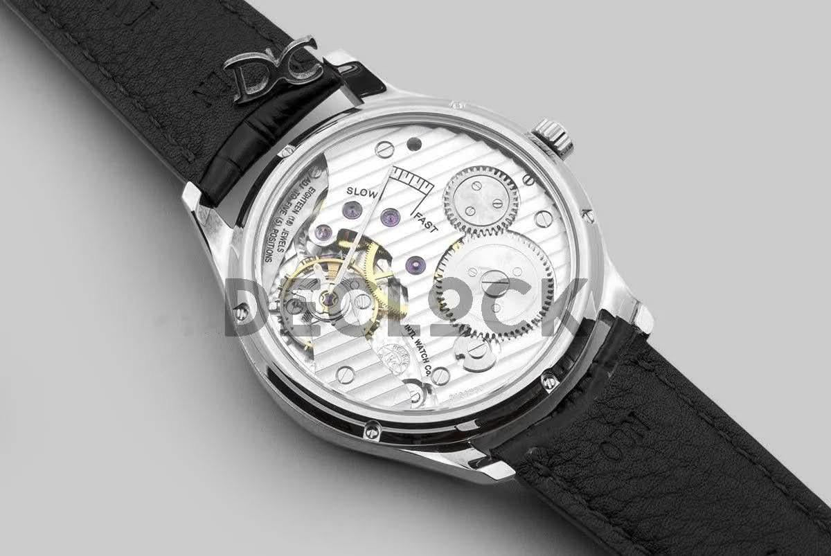 Replica IWC Portuguese Hand Wound Eight Days IW510202 Black Dial in Steel |  Declock.