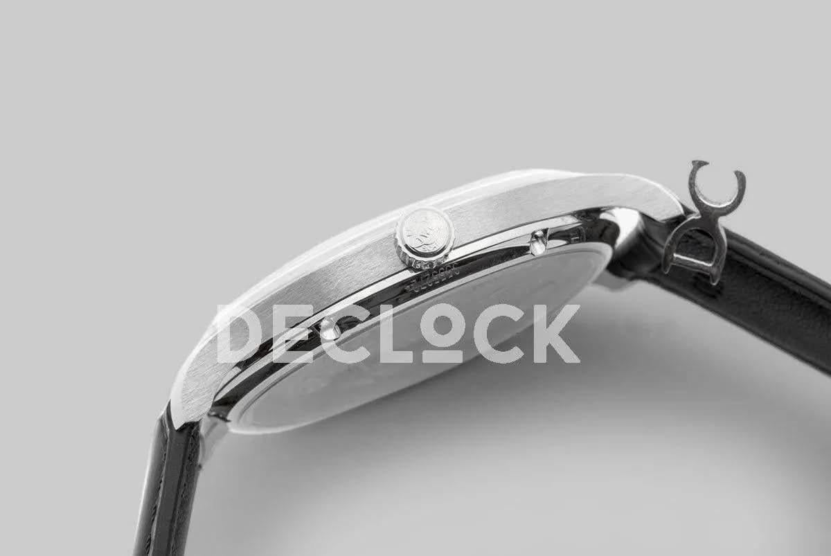 Replica IWC Portuguese Hand Wound Eight Days IW510202 Black Dial in Steel |  Declock.