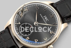 Replica IWC Portuguese Hand Wound Eight Days IW545406 Black Dial in Rose Gold