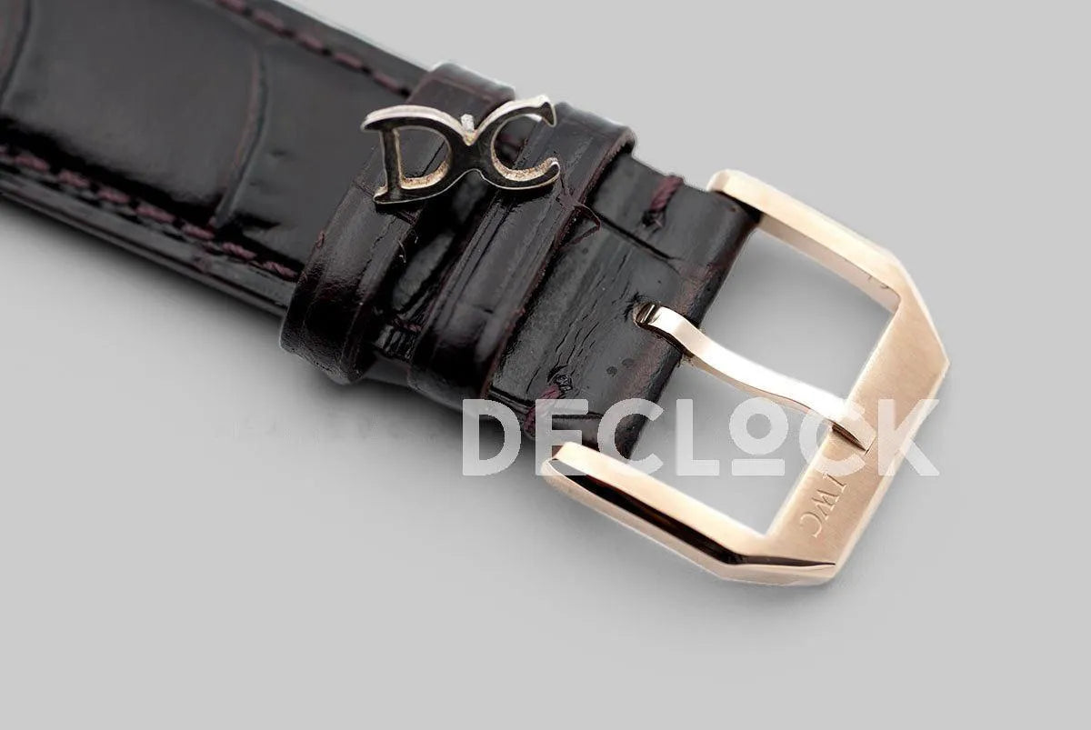 Replica IWC Portuguese Hand Wound Eight Days IW545406 Black Dial in Rose Gold - Replica Watches