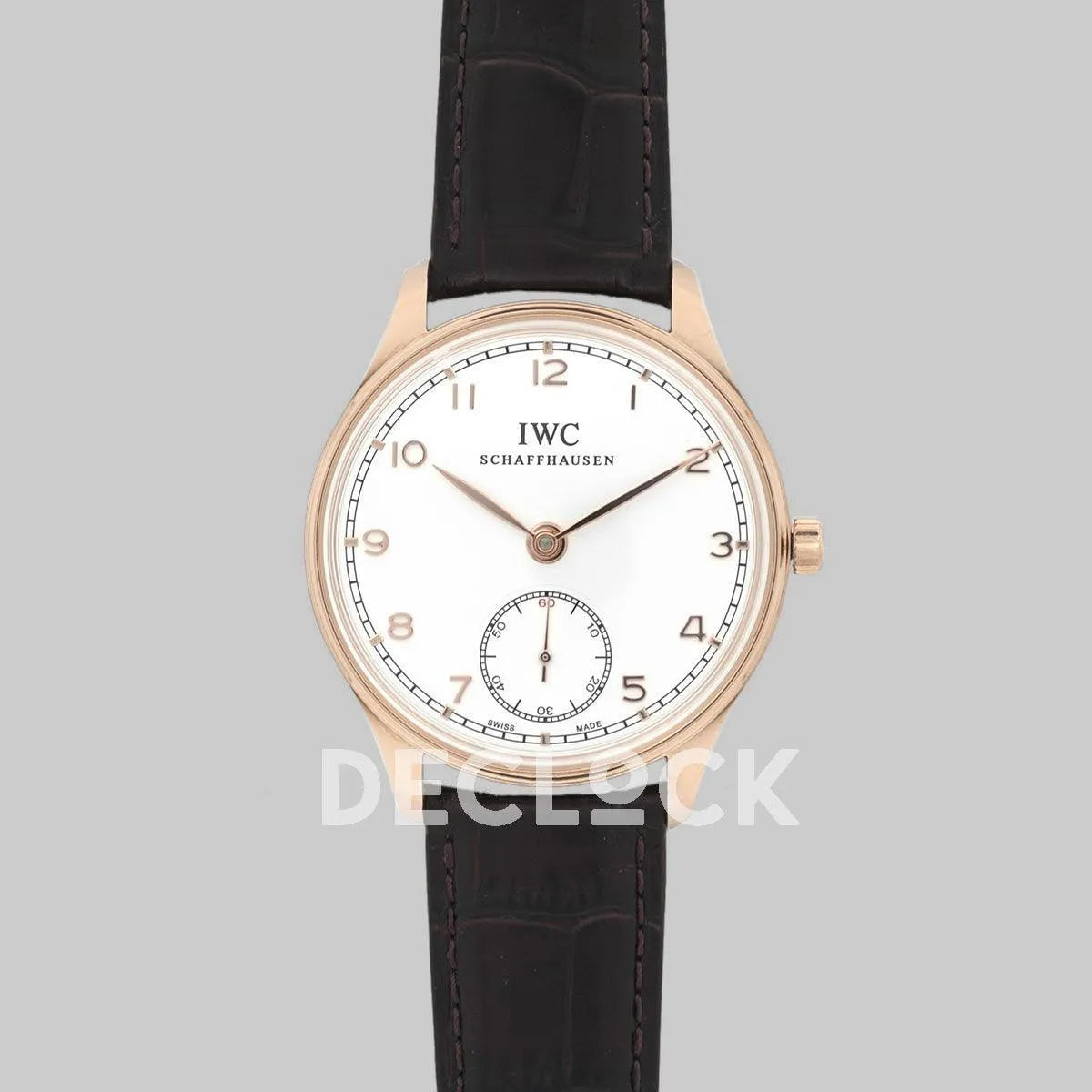 Replica IWC Portuguese Hand Wound Eight Days IW545409 White Dial in Rose Gold - Replica Watches