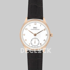 Replica IWC Portuguese Hand Wound Eight Days IW545409 White Dial in Rose Gold