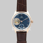 Replica IWC Portuguese Tourbillon Hand Wound IW5463 Blue Dial in Rose Gold - Replica Watches