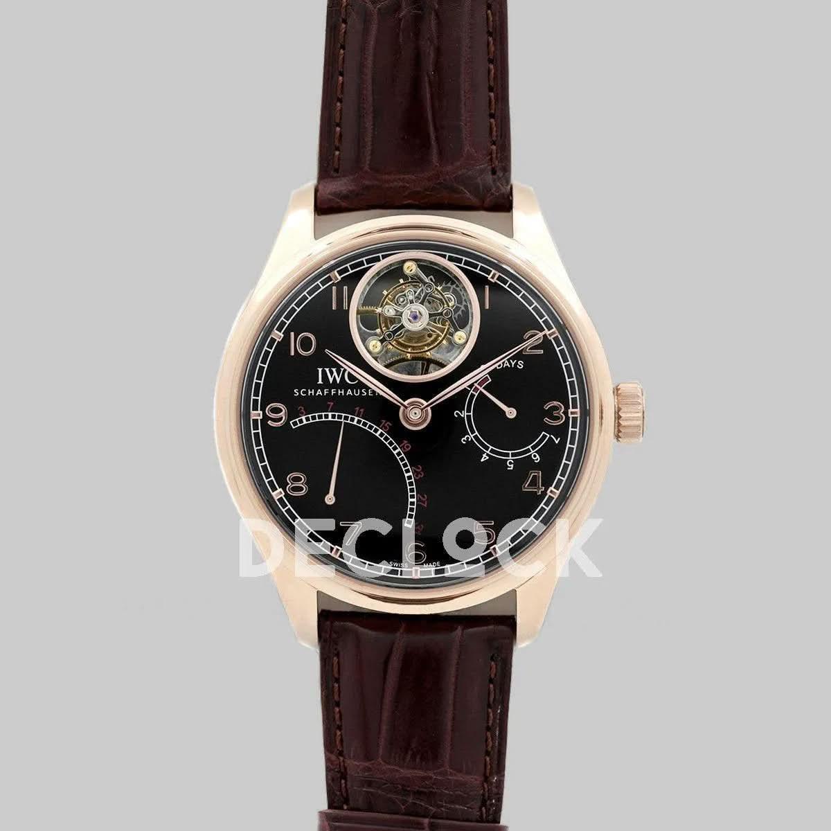 Replica IWC Portuguese Tourbillon Mystère Rétrograde IW504401 in Rose Gold |  Declock.