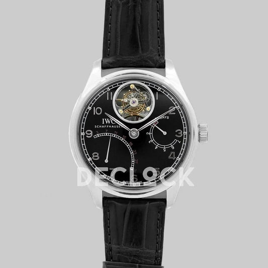 Replica IWC Portuguese Tourbillon Mystère Rétrograde IW504401 in Steel |  Declock.