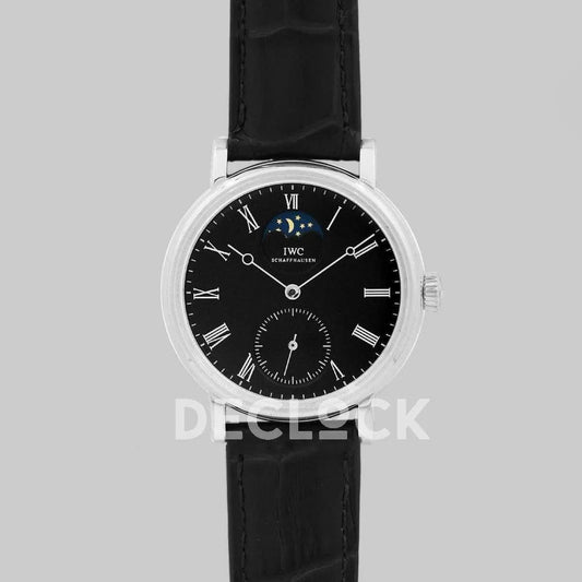 Replica IWC Vintage Portofino Hand Wound IW544801 Black Dial in Steel | Declock.